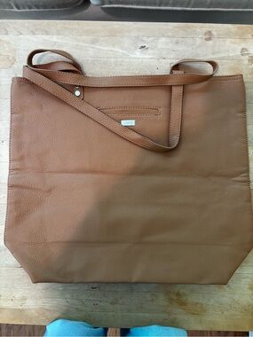 Thirty-One Cognac Faux Leather Oversized Tote Bag | Work & Travel NWOT
